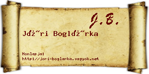 Jóri Boglárka névjegykártya